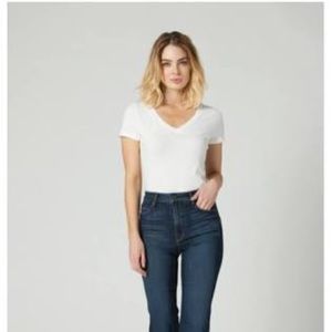 Parker Smith stretch denim straight leg denim w/5-pocket styling; single button